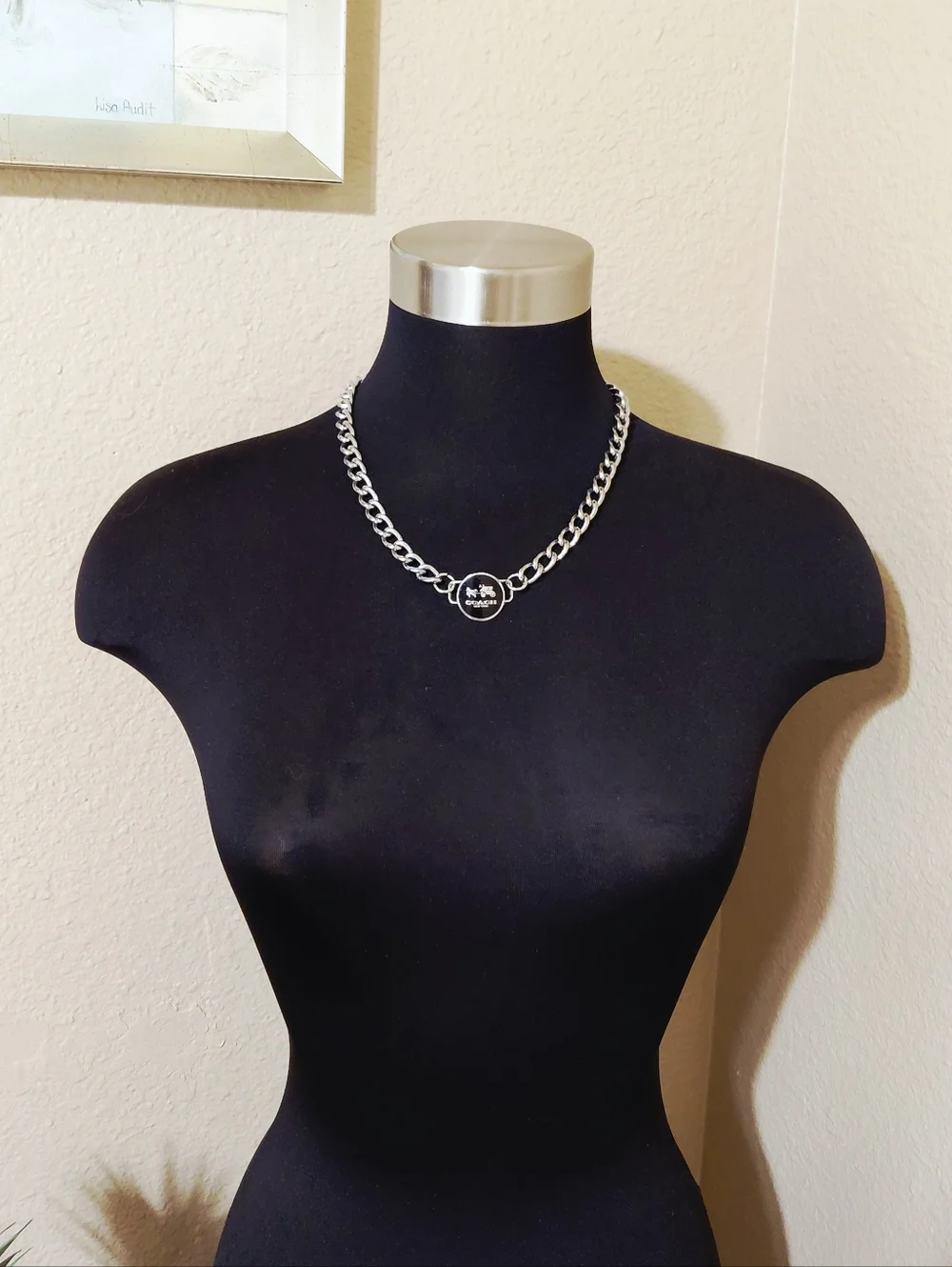 Coach Silver Black Charm Necklace - Picture 3 of 6